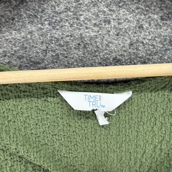 Time And Tru Blouse Women 3XL Green Short Sleeve Square Neck Pullover Casual - Picture 3 of 7